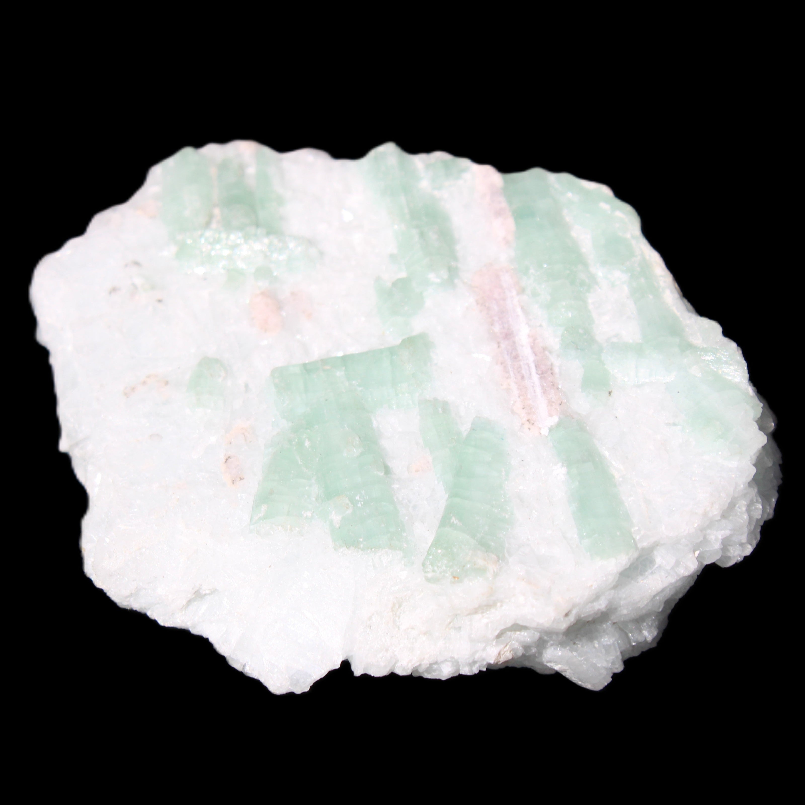 Soft Mint-Green and Pink Tourmaline on matrix from Afghanistan 80mm 833ct 166.6g in sunlight - Rocks and Things Store