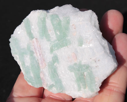 Soft Mint-Green and Pink Tourmaline on marble from Afghanistan 80mm 833ct 166.6g Rocks and Things