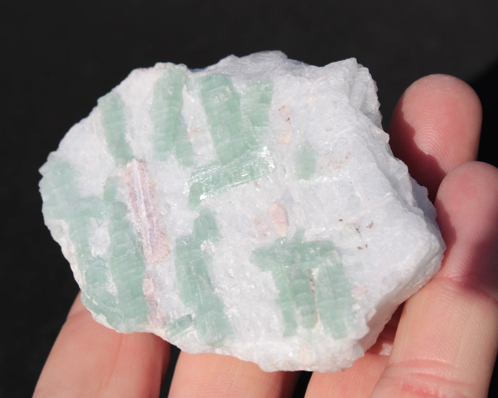 Soft Mint-Green and Pink Tourmaline on marble from Afghanistan 80mm 833ct 166.6g Rocks and Things