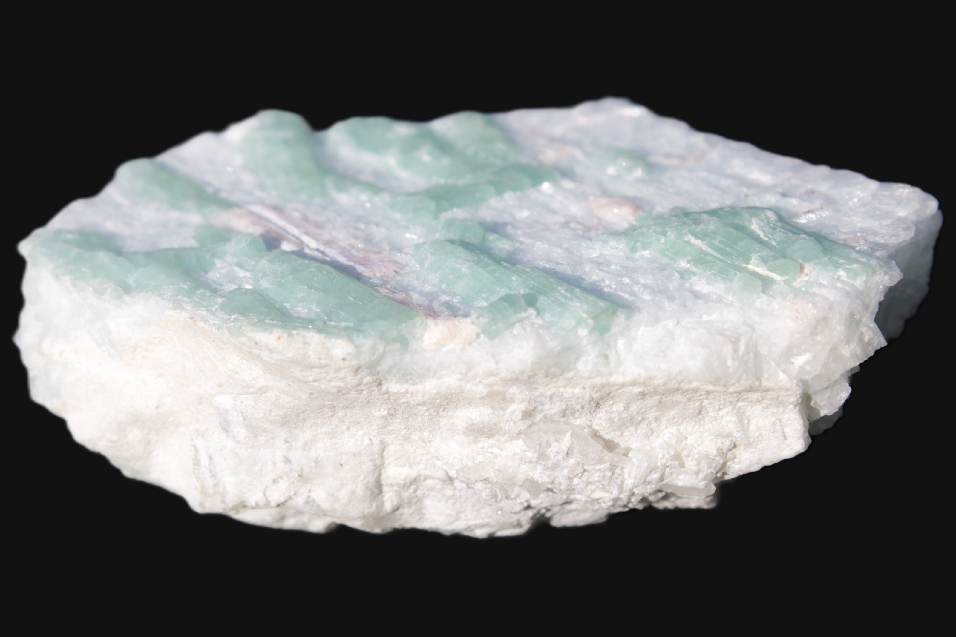 Soft Mint-Green and Pink Tourmaline on marble from Afghanistan 80mm 833ct 166.6g Rocks and Things