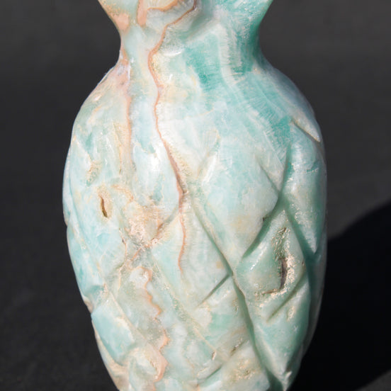 Caribbean Calcite hand-carved pineapple 56*100mm 393.5g Rocks and Things
