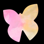 Pink and yellow Butterfly hand-carved in dyed Calcite from Pakistan 106*15*106mm 276g in sunshine - Rocks and Things Store