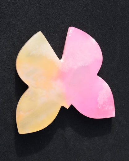 Pink and yellow Butterfly hand-carved in dyed Calcite from Pakistan 106*15*106mm 276g Rocks and Things