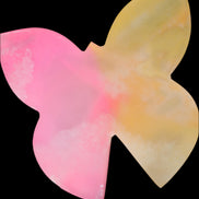 Pink and yellow Butterfly hand-carved in dyed Calcite from Pakistan 106*15*106mm 276g in sunshine - Rocks and Things Store
