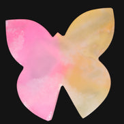 Pink and yellow Butterfly hand-carved in dyed Calcite from Pakistan 106*15*106mm 276g in sunshine - Rocks and Things Store