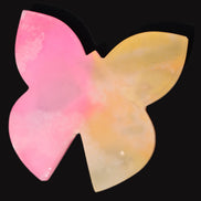 Pink and yellow Butterfly hand-carved in dyed Calcite from Pakistan 106*15*106mm 276g in sunshine - Rocks and Things Store