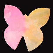 Pink and yellow Butterfly hand-carved in dyed Calcite from Pakistan 106*15*106mm 276g in sunshine - Rocks and Things Store