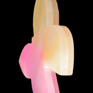 Pink and yellow Butterfly hand-carved in dyed Calcite from Pakistan 106*15*106mm 276g in sunshine - Rocks and Things Store