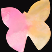 Pink and yellow Butterfly hand-carved in dyed Calcite from Pakistan 106*15*106mm 276g in sunshine - Rocks and Things Store