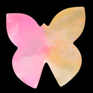 Pink and yellow Butterfly hand-carved in dyed Calcite from Pakistan 106*15*106mm 276g in sunshine - Rocks and Things Store
