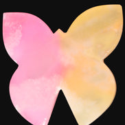 Pink and yellow Butterfly hand-carved in dyed Calcite from Pakistan 106*15*106mm 276g Rocks and Things