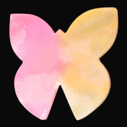 Pink and yellow Butterfly hand-carved in dyed Calcite from Pakistan 106*15*106mm 276g in sunshine - Rocks and Things Store