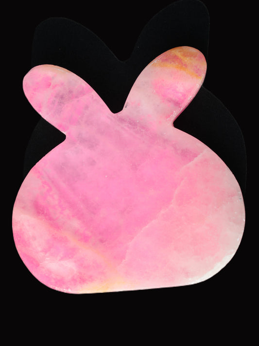 Pink Bunny hand-carved in dyed Calcite from Pakistan 100*15*100mm 272g Rocks and Things