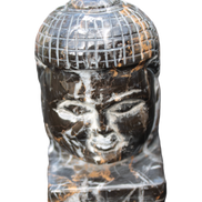 Buddha head hand-carved marble from Pakistan 63*68*107mm 855g in sunlight - Rocks and Things Store