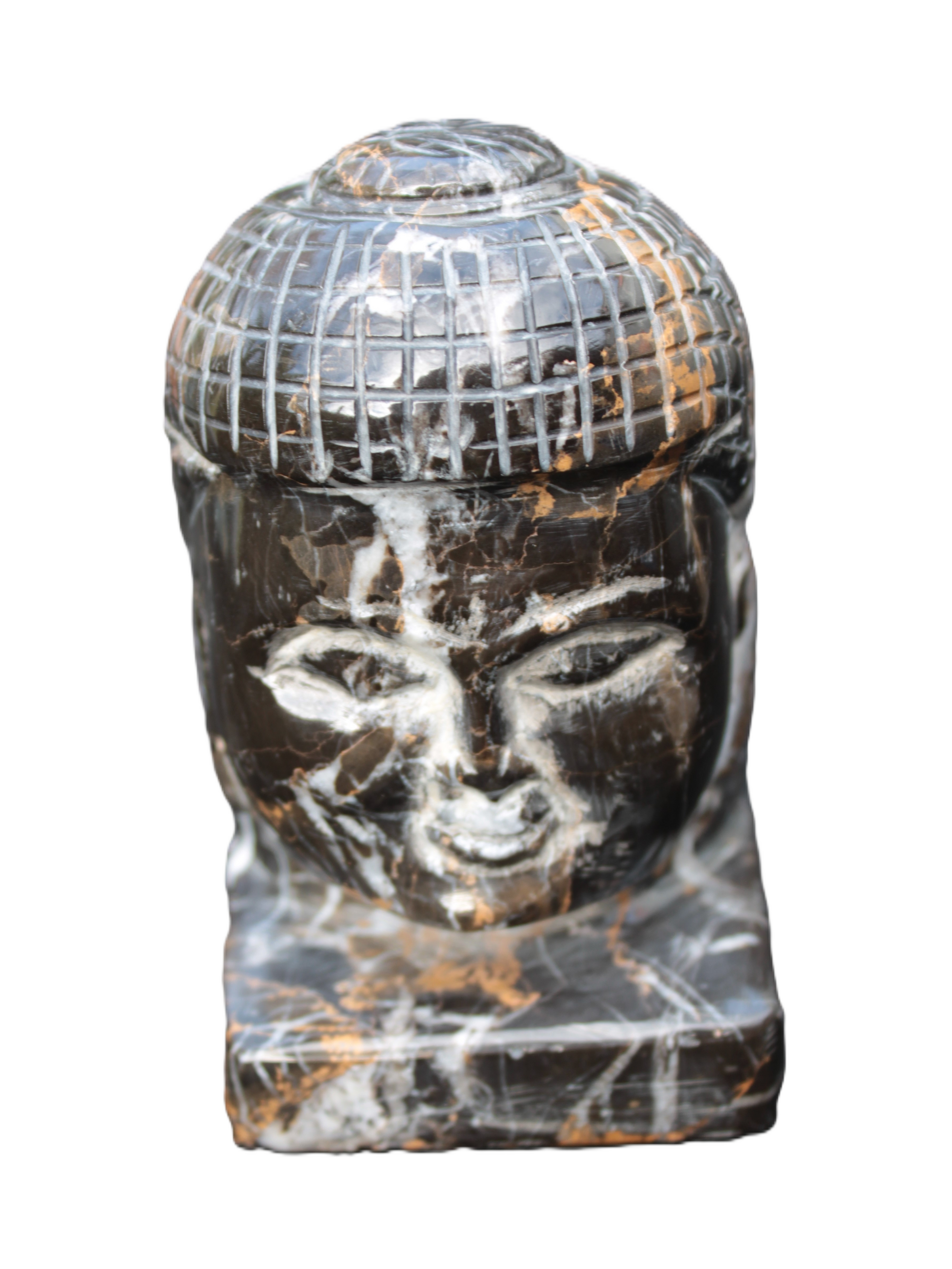 Buddha head hand-carved marble from Pakistan 63*68*107mm 855g - Rocks and Things Store