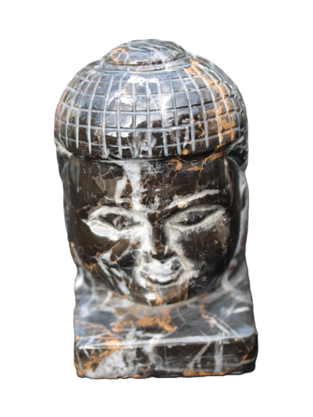 Buddha head hand-carved marble from Pakistan 63*68*107mm 855g - Rocks and Things Store