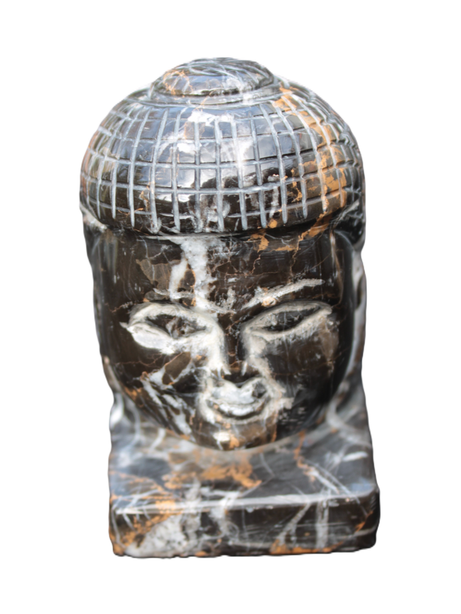 Buddha head hand-carved marble from Pakistan 63*68*107mm 855g - Rocks and Things Store