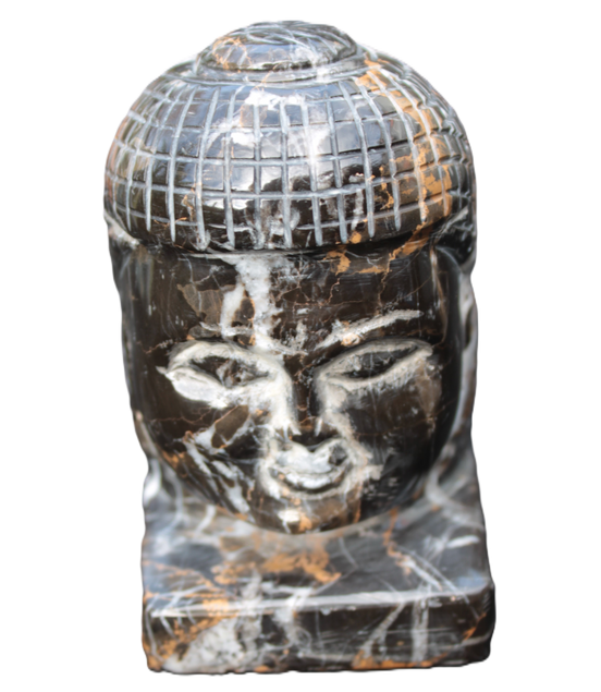 Buddha head hand-carved marble from Pakistan 63*68*107mm 855g - Rocks and Things Store