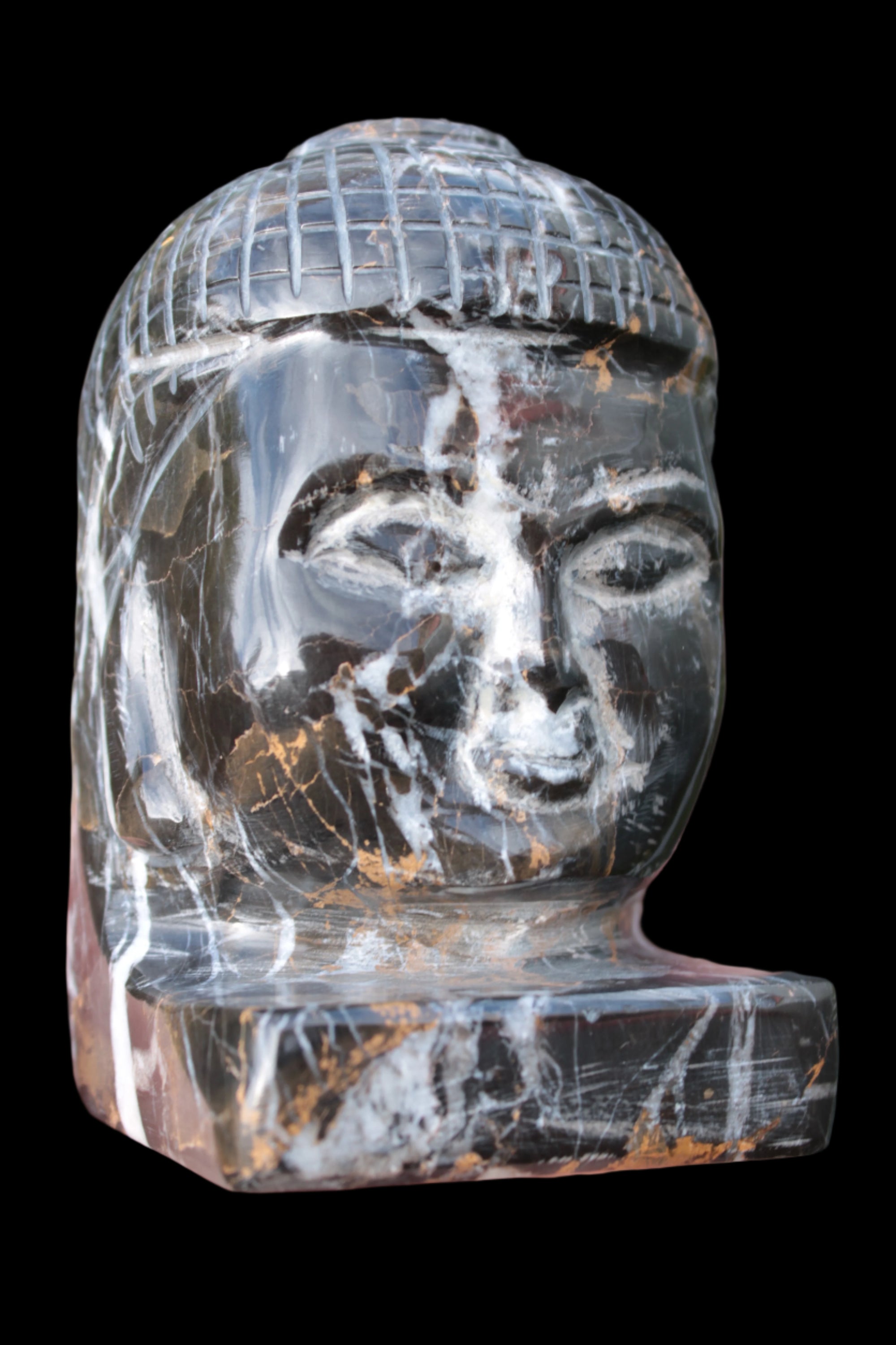 Buddha's head hand-carved marble from Pakistan 63*68*107mm 855g  -Rocks and Things Store