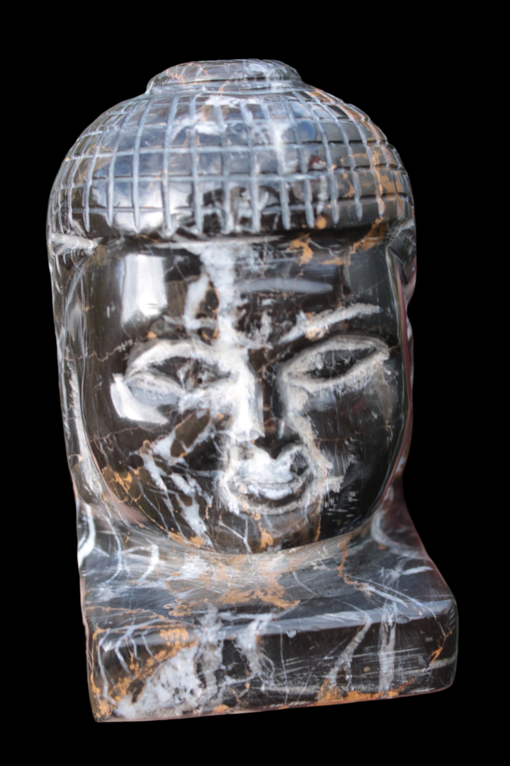 Buddha's head hand-carved marble from Pakistan 63*68*107mm 855g  -Rocks and Things Store