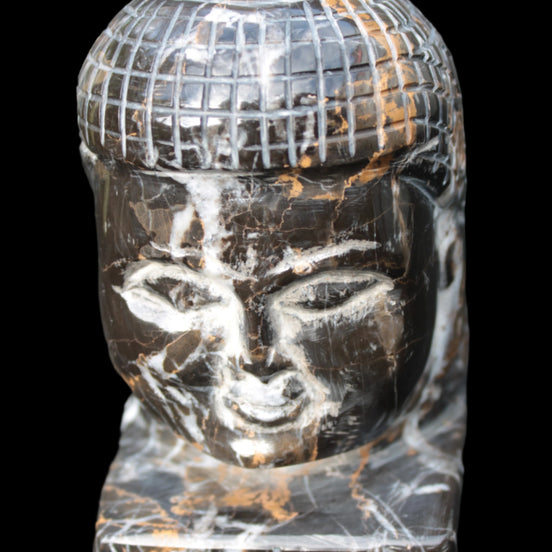 Buddha's head hand-carved marble from Pakistan 63*68*107mm 855g  -Rocks and Things Store