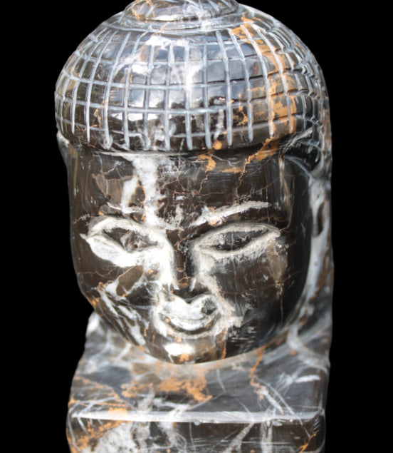 Buddha's head hand-carved marble from Pakistan 63*68*107mm 855g  -Rocks and Things Store
