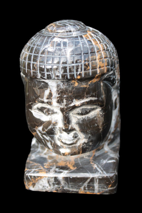 Buddha's head hand-carved marble from Pakistan 63*68*107mm 855g  -Rocks and Things Store