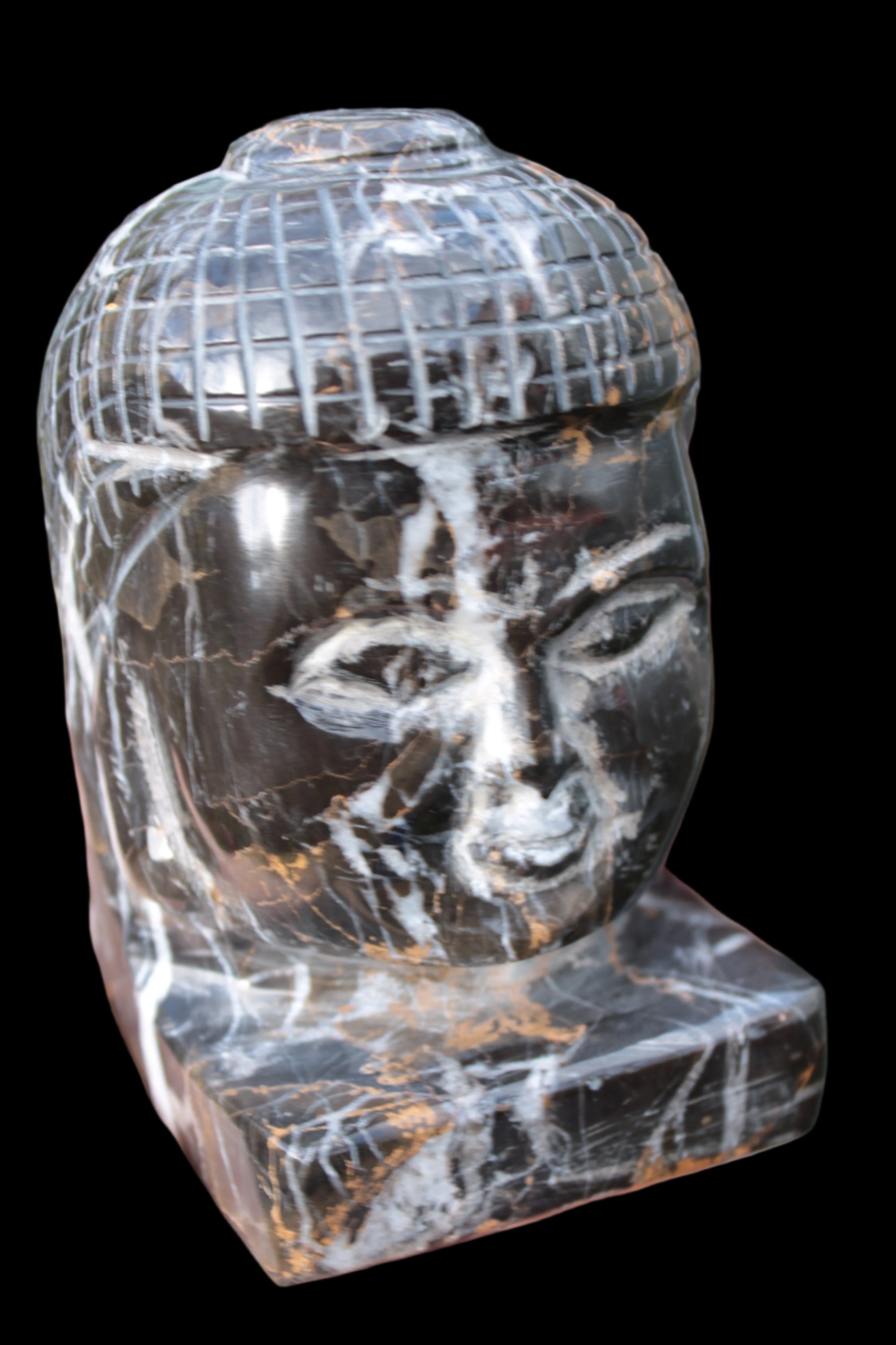 Buddha's head hand-carved marble from Pakistan 63*68*107mm 855g  -Rocks and Things Store