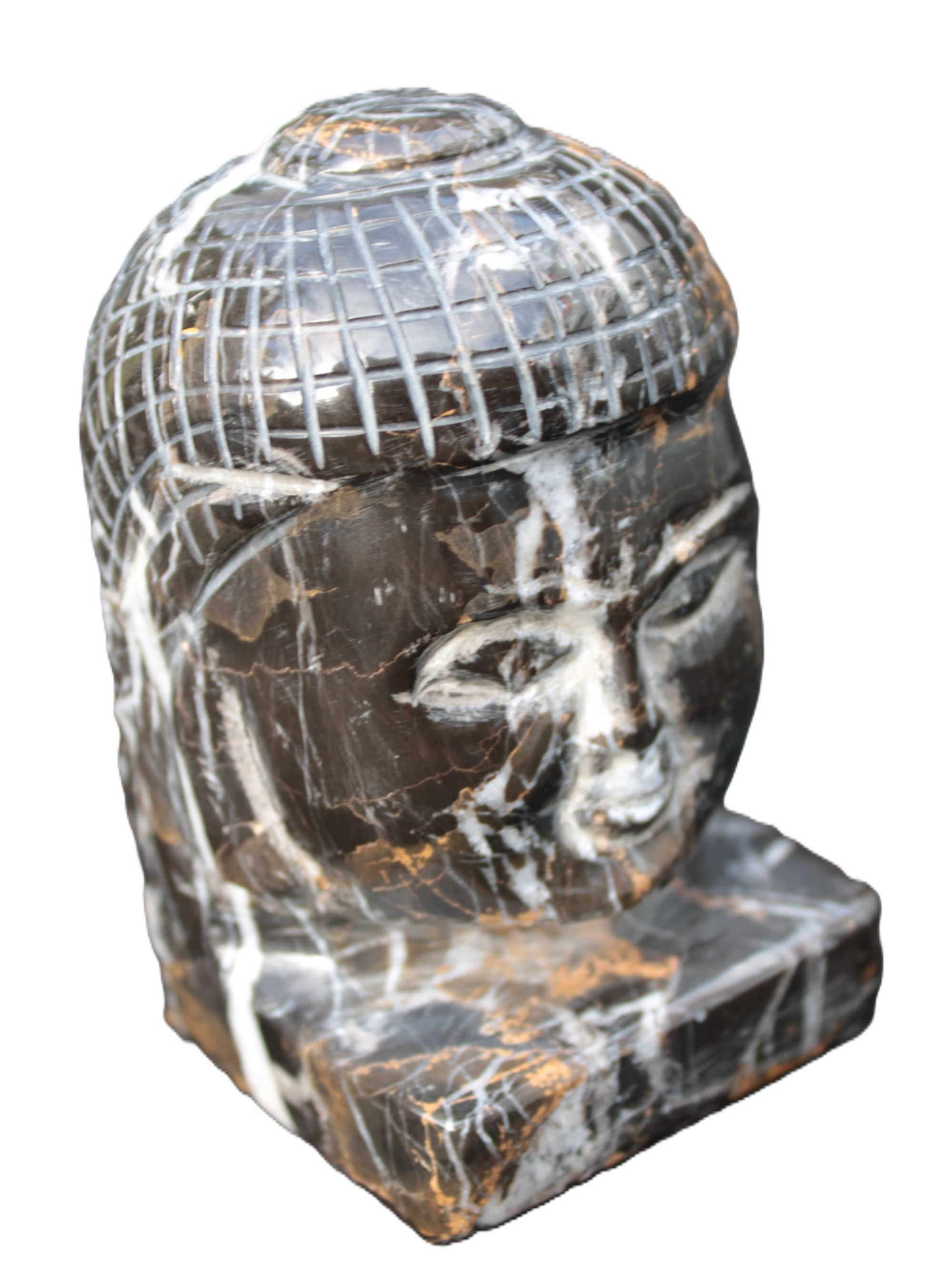 Buddha head hand-carved marble from Pakistan 63*68*107mm 855g - Rocks and Things Store