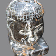 Buddha's head hand-carved marble from Pakistan 63*68*107mm 855g Rocks and Things