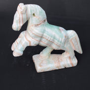 Pistachio Caribbean Calcite hand-carved prancing horse 165*55*156mm 947g Rocks and Things