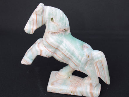 Pistachio Caribbean Calcite hand-carved prancing horse 165*55*156mm 947g Rocks and Things