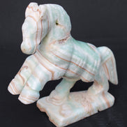 Pistachio Caribbean Calcite hand-carved prancing horse 165*55*156mm 947g Rocks and Things