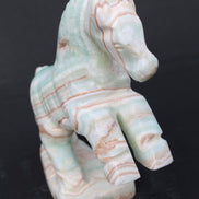 Pistachio Caribbean Calcite hand-carved prancing horse 165*55*156mm 947g Rocks and Things