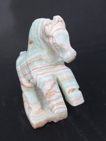 Pistachio Caribbean Calcite hand-carved prancing horse 165*55*156mm 947g Rocks and Things