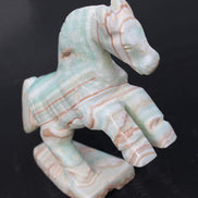 Pistachio Caribbean Calcite hand-carved prancing horse 165*55*156mm 947g Rocks and Things