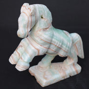 Pistachio Caribbean Calcite hand-carved prancing horse 165*55*156mm 947g Rocks and Things