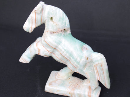 Pistachio Caribbean Calcite hand-carved prancing horse 165*55*156mm 947g Rocks and Things