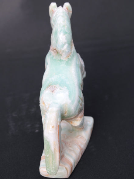 Pistachio Caribbean Calcite hand-carved prancing horse 165*55*156mm 947g Rocks and Things