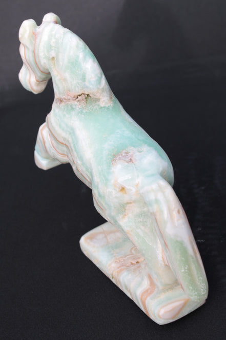 Pistachio Caribbean Calcite hand-carved prancing horse 165*55*156mm 947g Rocks and Things
