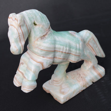 Pistachio Caribbean Calcite hand-carved prancing horse 165*55*156mm 947g Rocks and Things