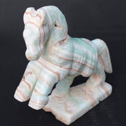Pistachio Caribbean Calcite hand-carved prancing horse 165*55*156mm 947g Rocks and Things