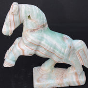 Pistachio Caribbean Calcite hand-carved prancing horse 165*55*156mm 947g Rocks and Things