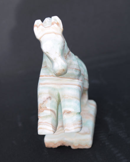 Pistachio Caribbean Calcite hand-carved prancing horse 165*55*156mm 947g Rocks and Things
