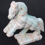 Pistachio Caribbean Calcite hand-carved prancing horse 165*55*156mm 947g Rocks and Things