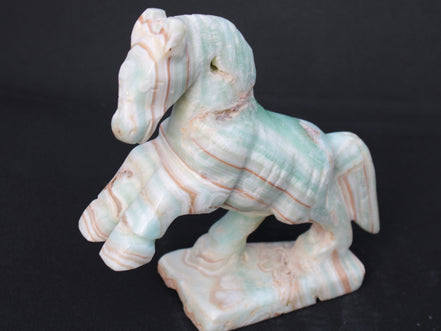 Pistachio Caribbean Calcite hand-carved prancing horse 165*55*156mm 947g Rocks and Things