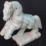 Pistachio Caribbean Calcite hand-carved prancing horse 165*55*156mm 947g Rocks and Things
