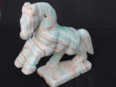 Pistachio Caribbean Calcite hand-carved prancing horse 165*55*156mm 947g Rocks and Things