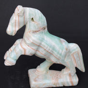Pistachio Caribbean Calcite hand-carved prancing horse 165*55*156mm 947g Rocks and Things