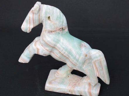 Pistachio Caribbean Calcite hand-carved prancing horse 165*55*156mm 947g Rocks and Things